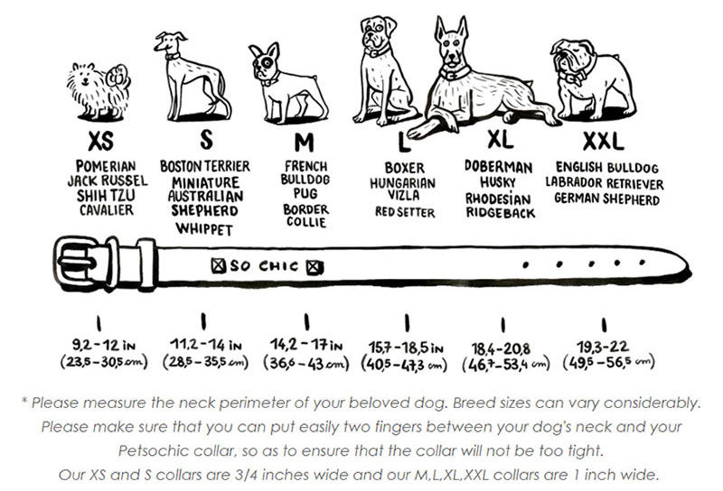 Dog Collars Size Chart - The French Shoppe
