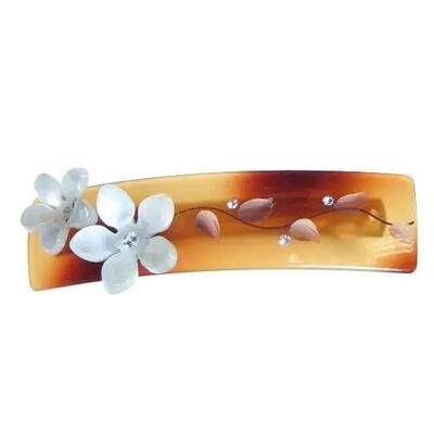 Tortoise Shell Barrette with Roses & Rhinestones | The French Shoppe