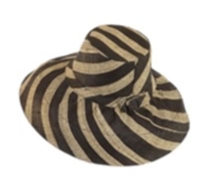 Demi Capeline Natural/Black Stripe Raffia Hat | Handmade French Style ...